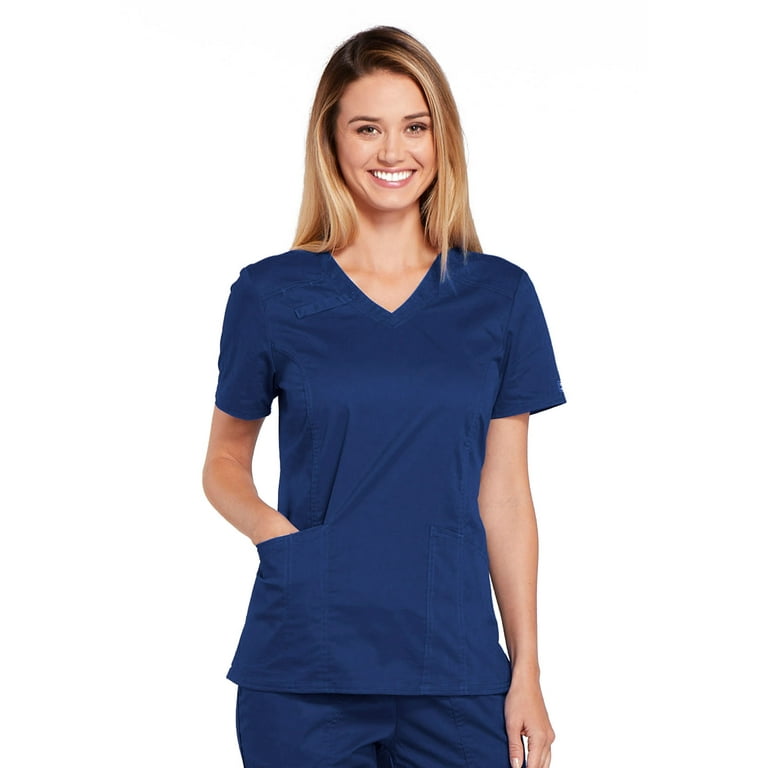 Navy Blue Cherokee Scrubs Workwear Core Stretch V Neck Top 4710 NAVW Navy Blue Cherokee Scrubs Workwear Core Stretch V Neck Top 4710 NAVW